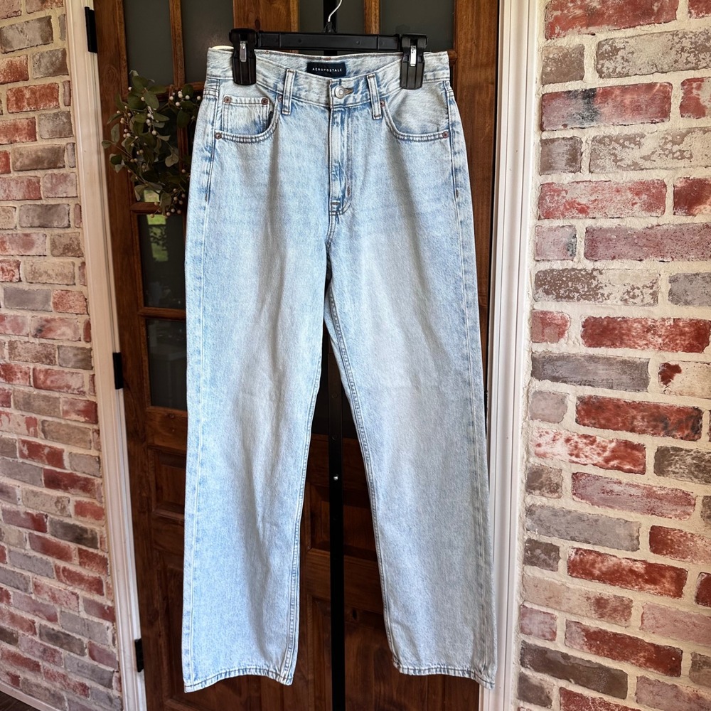 Aeropostale Jeans Women Light Wash 90s Baggy High Rise Wide Leg Grunge 4 REG